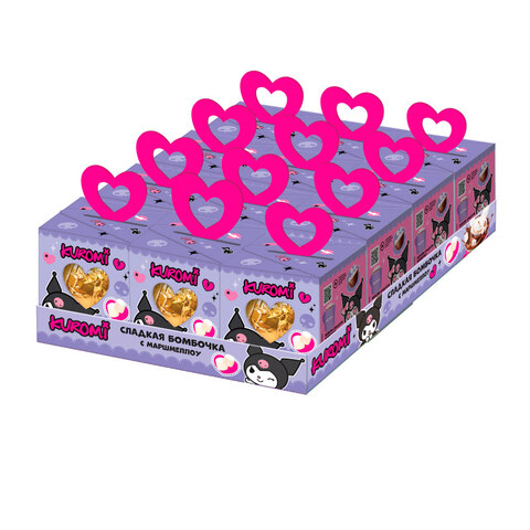 KUROMI Шар из глазури с маршмеллоу в коробочке с окошком и ручкой-сердечко 1кор*6бл*12шт, 28гр