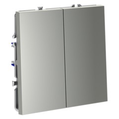 Выключатель с самовозвратом встраиваемый VOLTUM S70 двухклавишный 10А, (сталь)