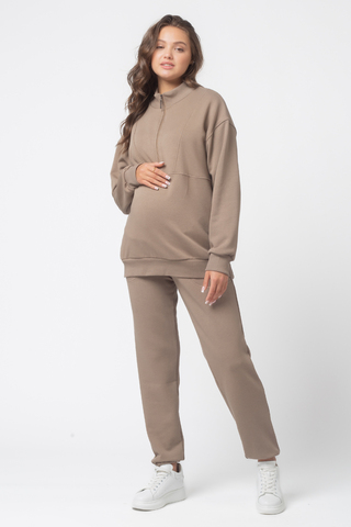 Спортивный костюм для беременных и кормящих 15825 коричневый