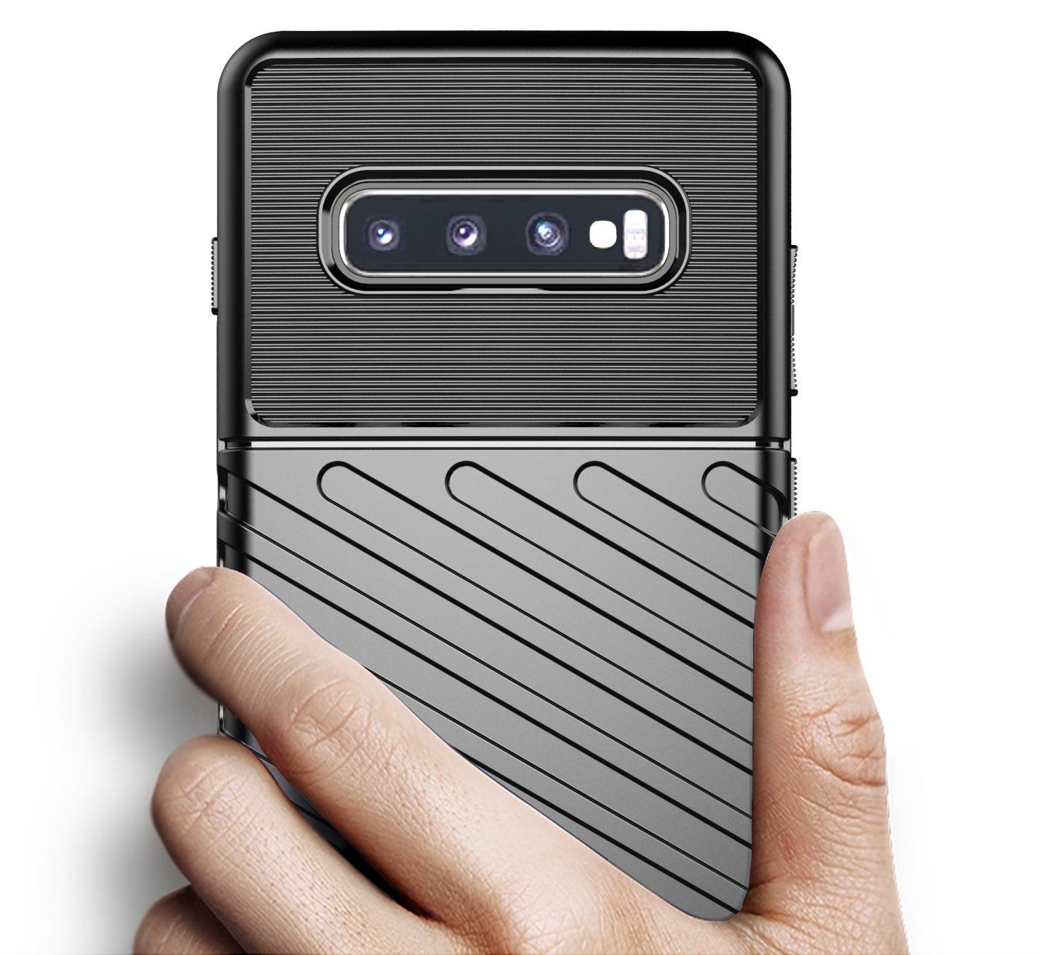 Качественный чехол купить на Samsung Galaxy S10 Plus черного цвета, Onyx  стиль от бренда caseport. Низкие цены, быстрая доставка!