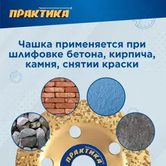 Чашка твёрдосплавная ПРАКТИКА 125 х 22 мм плоская, зерно # 14 среднее (795-361)