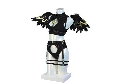 HALO harness and lingerie set (black)