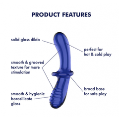 Стеклянный фаллоимитатор Satisfyer Double Crystal (20×5,5 см) синий