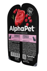 ALPHAPET ламистер для взрослых кошек говядина и малина 80 гр