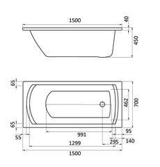ВАННА АКРИЛОВАЯ SANTEK МОНАКО 150х70 С НОЖКАМИ