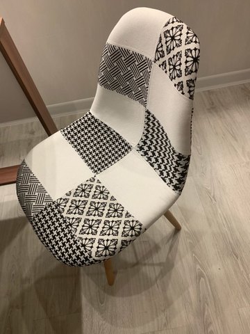 Интерьерный дизайнерский кухонный стул Eamеs Patchwork Black-White / Пэчворк