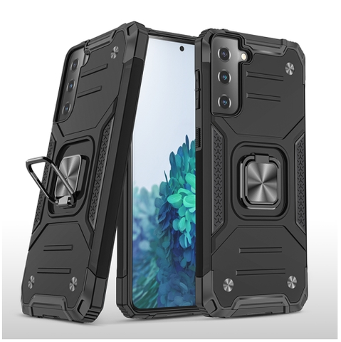 Противоударный чехол Strong Armour Case с кольцом для Samsung Galaxy S21 FE (Черный)