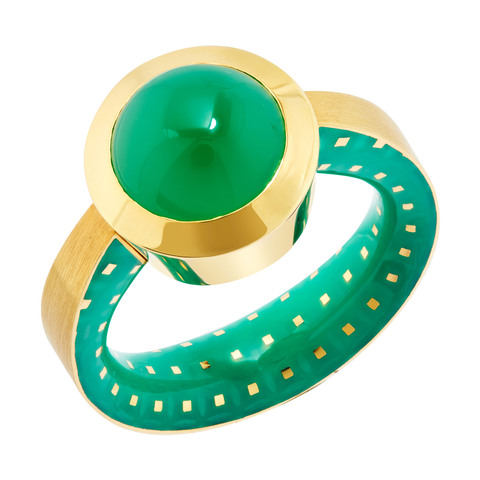 Кольцо с Хризопразом, Эмаль, R0178-22/20