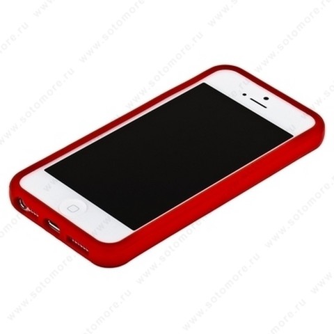 Бампер для iPhone 5C с полосой красный с красной