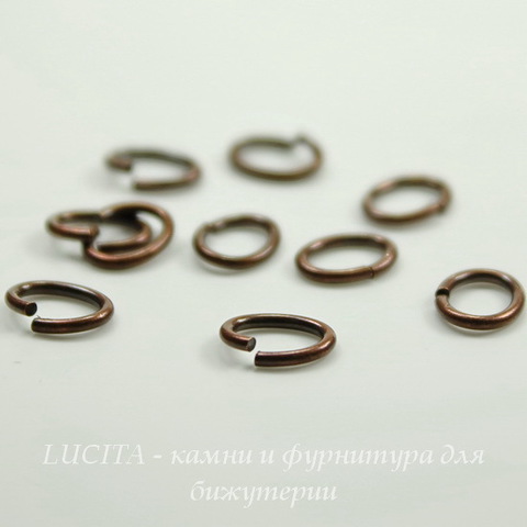 Винтажное колечко овальное одинарное 7х5х0,9 мм (оксид меди), 10 штук