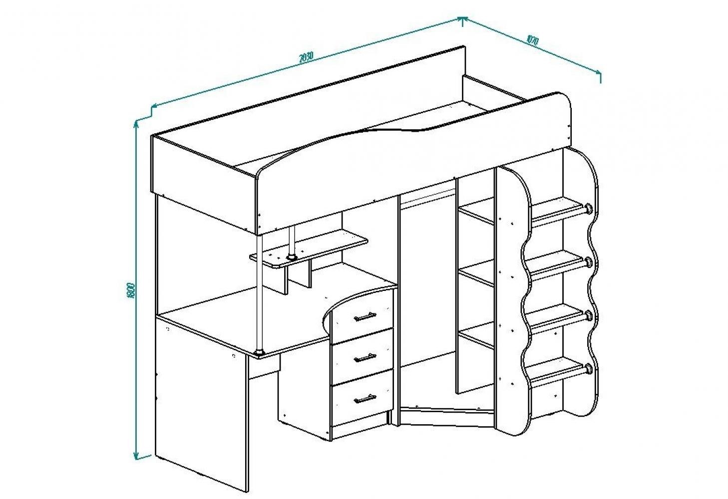 Детская кровать чердак со столом и шкафом схема сборки
