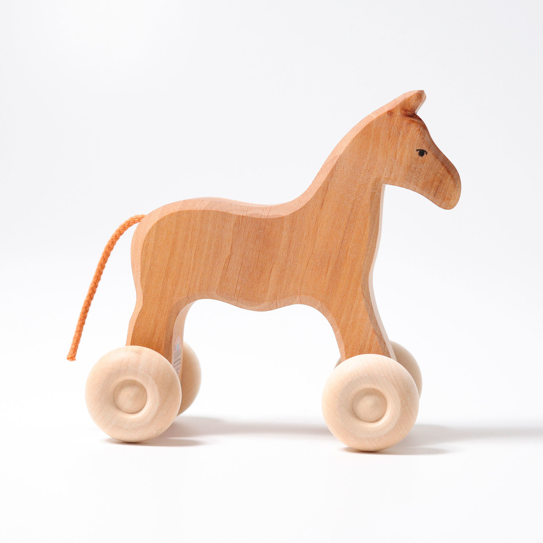 Детская деревянная лошадка качалка со спинкой из массива бука