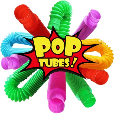Pop Tubes / Игрушка антистресс/ Развивающая игрушка / Труба гармошка / Гофра / Трубка, 6шт, высота 20см