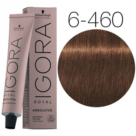 Schwarzkopf Igora Absolutes 6-460 (Темный русый бежевый шоколадный) - Стойкая крем-краска для окрашивания зрелых волос