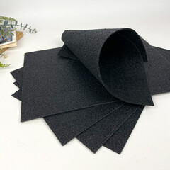 Фетр жесткий с блестками, Черный, размер 20*30 см, толщина 2 мм, набор 5 шт.