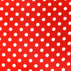Ткань плательная Кашибо белый горох на красном, d 2,1 см