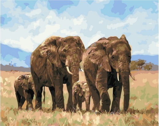 Слоны картина по номерам купить - Artstreet