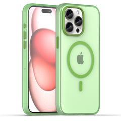 Мягкий чехол ярко-зеленого цвета с поддержкой MagSafe для смартфона iPhone 15 Pro, серия Frosted Magnetic