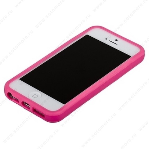 Бампер для iPhone 5C с полосой розовый с розовой