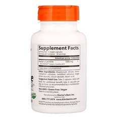Doctor's Best, Ацетил-L-карнитин с карнитинами Biosint, 500 мг, 60 растительных капсул