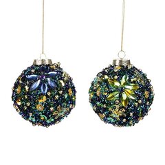 Шар 10см Goodwill Jewel Sequin Covered Ball голубой с зеленым