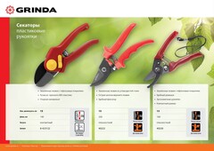 GRINDA 200 мм, с пластиковыми рукоятками, Плоскостной секатор (40222)