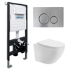 Abber Bequem AC1100T-AC0105-AC0121MCH Комплект подвесной унитаз белый с инсталляцией AC0105 и кнопкой AC0121MCH матовый хром