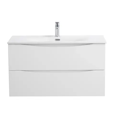 BelBagno MARINO-CER-N-1000-2C-SO-BL-P MARINO-CER-N База под раковину подвесная с двумя выкатными ящиками, Bianco Lucido, 996x457x500, MARINO-CER-N-1000-2C-SO-BL-P