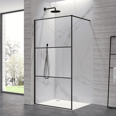 RGW 06100912-224 Душевая перегородка 120*200 RGW WA-09-B Чёрный/Ribbed Line/8 мм фото