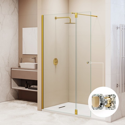 RGW 351005493-16 Душевая перегородка 90*30*195 RGW WA-054Gb (WA-010Gb + Z-072Gb) Золото браш/Прозрачное/8 мм