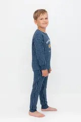 пижама  для мальчика  К 1581/синий джинс,маленькая клетка