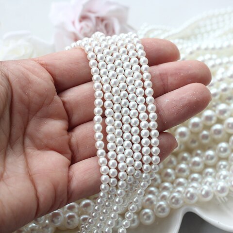 Майорка белый перламутр 4 мм, 1 нить, МА177