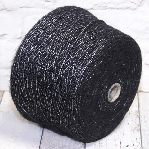 Бэби альпака с люрексом PURA LANA ITALIA / ALPACA GLAMOUR 200 черный с серебром