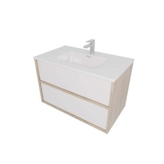 Aquatek AQ66080-DO-MW AQ66080-DO-MW Комплект мебели:Тумба 80 см ЛИБРА с раковиной AQ0480-00, 2 ящика,цвет фасадов белый мат,  корпус дуб давос фото