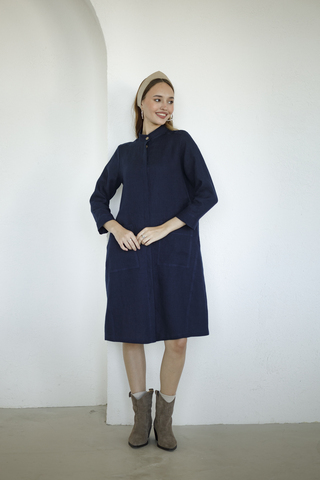 Платье миди льняное Бегония