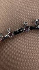 Комплект украшений колье + серьги с аметистовыми и розовыми камнями в стиле BVLGARY