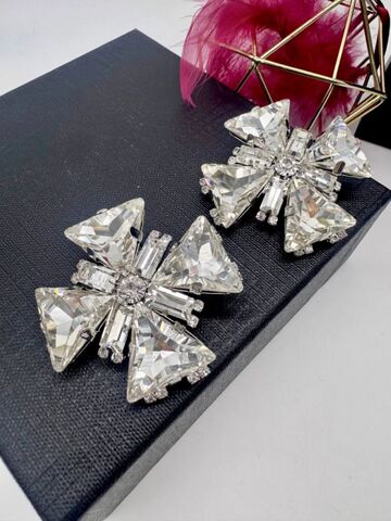 Серьги клипсы кресты Alexandra Rich с кристаллами SWAROVSKI