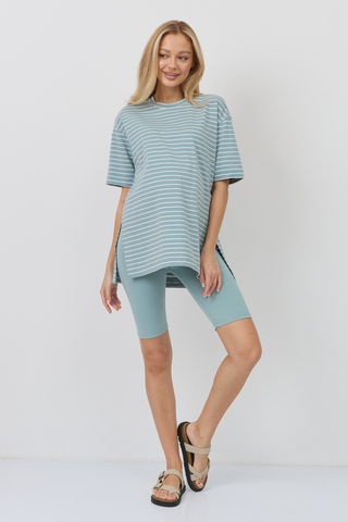 Костюм для беременных 18390 мята-молочная полоса+мята