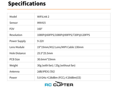 Цифровая FPV видеосистема RunCam WiFiLink2-G (на основе OpenIPC), (FPV камера + видеопередатчик + сетевая карта)