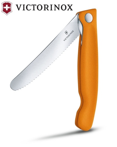 Нож кухонный складной Victorinox Classic, 110 mm, Wavy Edge, Orange (6.7836.F9B)