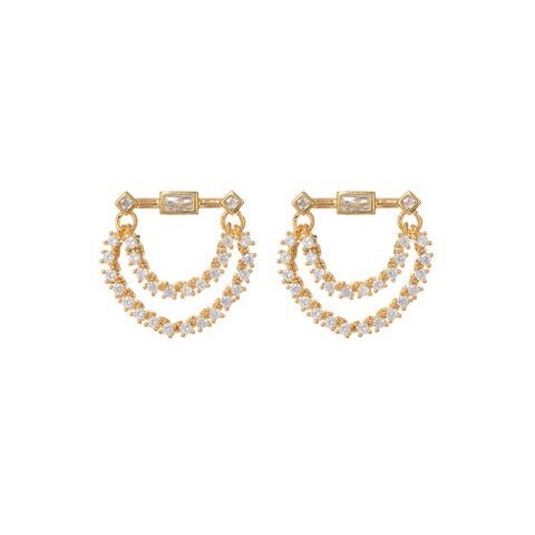 LUV AJ Серьги Baguette Hanging Chain Studs – Gold luv aj колье daisy ballier chain necklace – gold