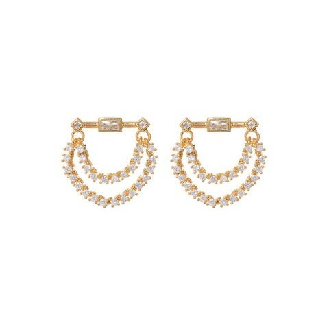 LUV AJ Серьги Baguette Hanging Chain Studs – Gold цена и фото