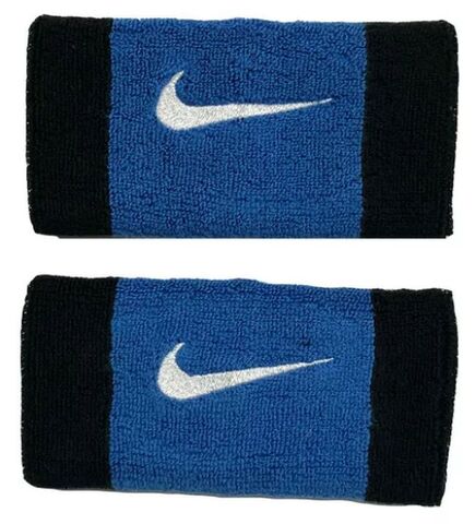 Теннисные напульсники Nike Swoosh Doubl -Wide Wristbands -black/star blue/white