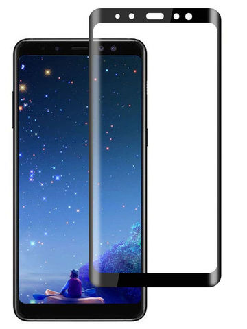 Защитное стекло 3D на весь экран 0,3 мм для Samsung Galaxy A8 Plus 2018 (Черная рамка)