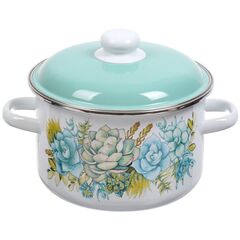 Кастрюля сталь, эмал, 4 л, с крыш, крышка сталь, СтальЭмаль, Монантес, 6RD201M, белоснежная, индукц
