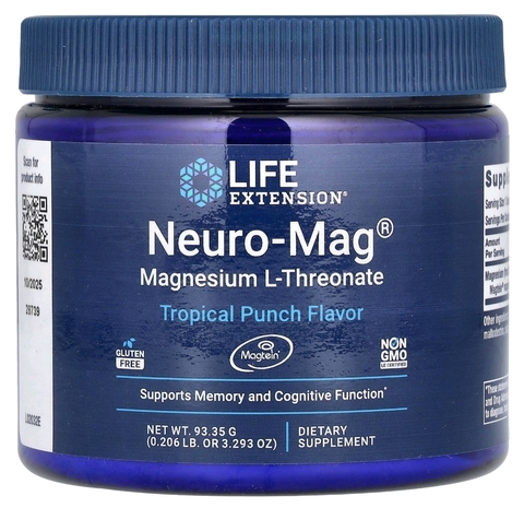 Life extension, Neuro mag, L-treonat магния, тропический пунш, 93,35 г ( 3,293 унции)