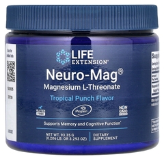 Life extension, Neuro mag, L-treonat магния, тропический пунш, 93,35 г ( 3,293 унции)