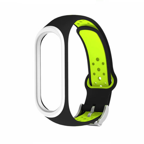 Ремешок для браслета Xiaomi Mi Band 3/4 sport (черный с зеленым)