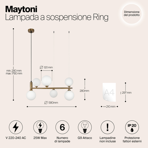 Подвесной светильник Maytoni Ring MOD013PL-06BS1