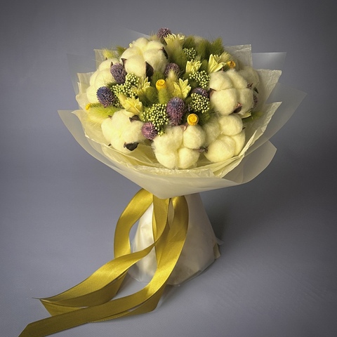 «Моё солнышко» - букет из стабилизированных цветов и сухоцветов